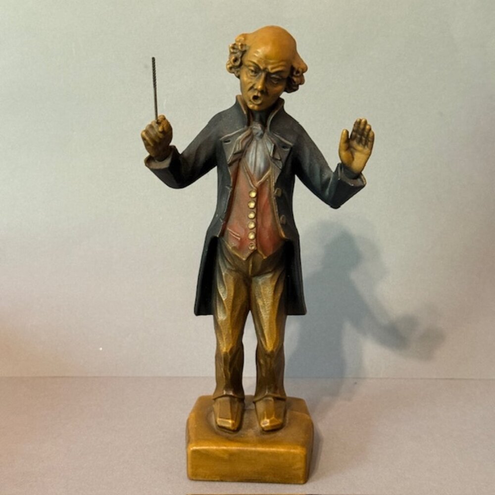 Vintage Black Forest Carved Wooden Figure Germany Orchestra Conductor Gift RARE